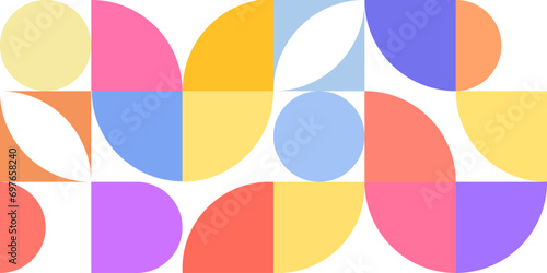 Modern vector abstract geometric background with circles. Pattern Artwork. simple geometric shapes flat vector illustration. Modern trendy geometric vector pattern. Decorative vintage 80's style