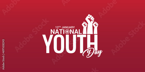 National Youth Day of India, template for background, banner, card, poster, social media, web banner, magazine with text inscription. Editable vector illustration. Concept of International Youth Day
