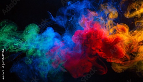 artistic colorful smoke on a black background generative ai © Ashley