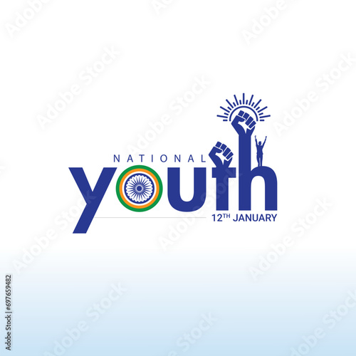 National Youth Day of India, template for background, banner, card, poster, social media, web banner, magazine with text inscription. Editable vector illustration. Concept of International Youth Day
