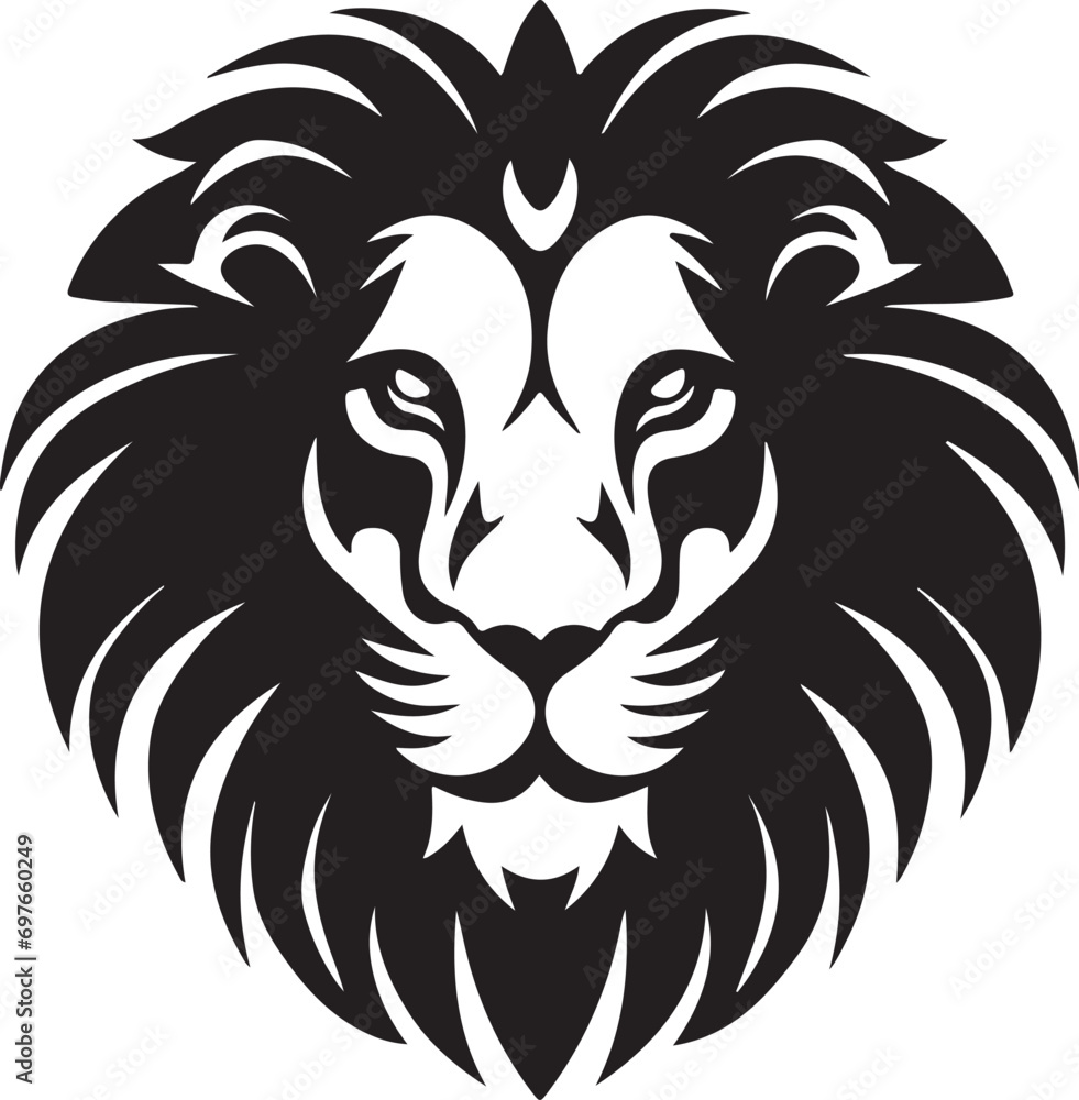 Lion Face line art Vector Illustration Black