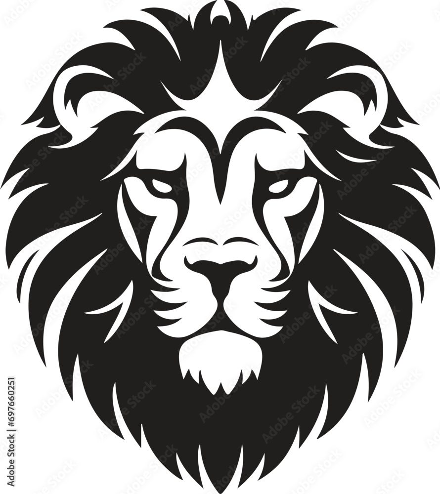 Lion Face line art Vector Illustration Black