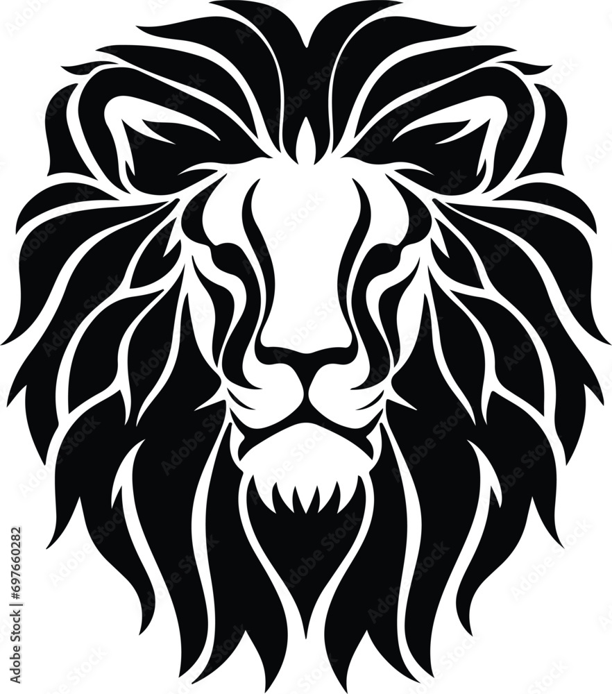 Lion Face line art Vector Illustration Black