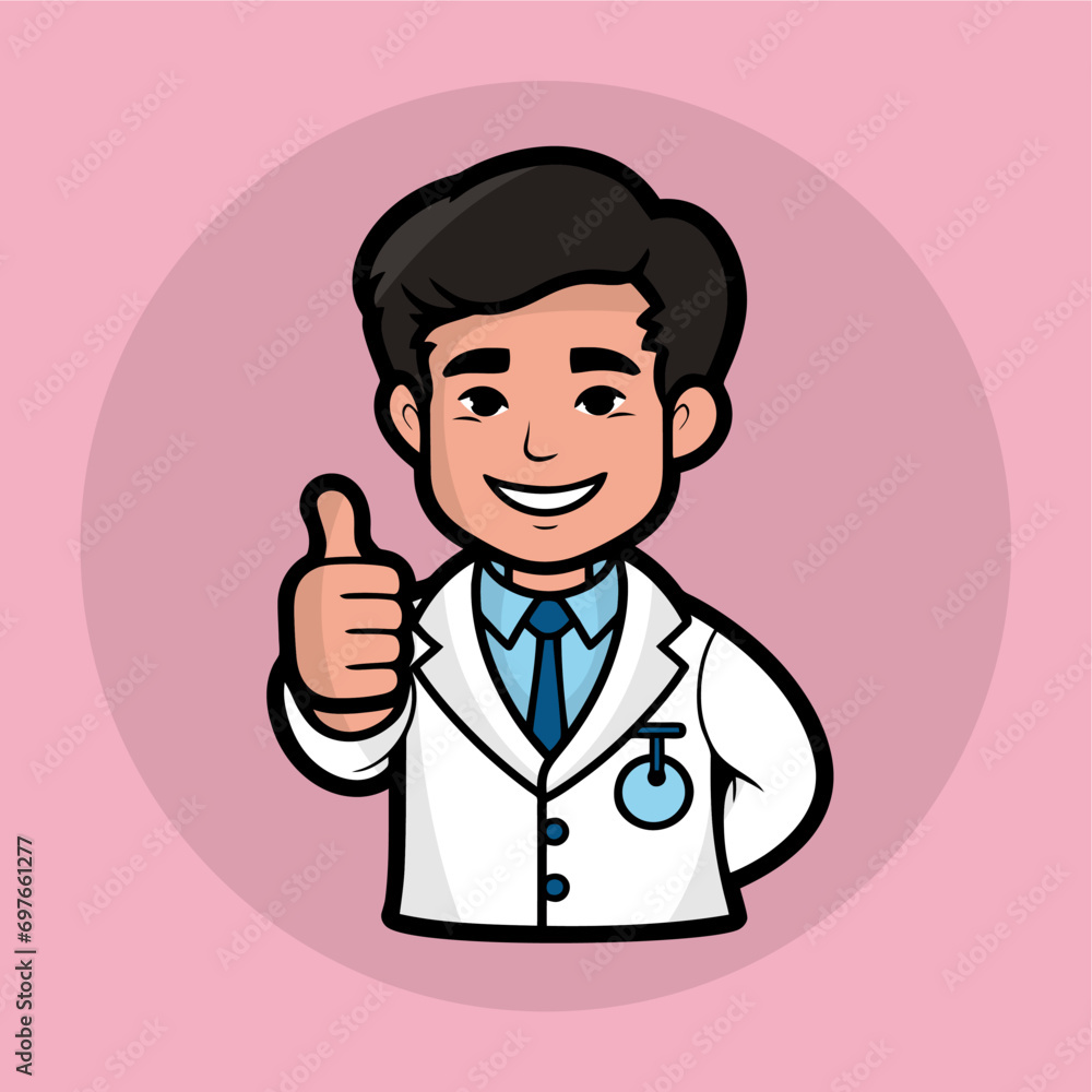 Cute Man Doctor Icon Vector