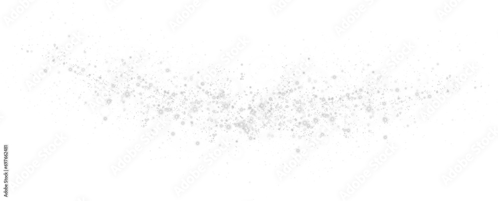 Obraz premium Christmas background. Powder dust light PNG. Magic shining white dust. Fine, shiny dust bokeh particles fall off lightly. Fantastic shimmer effect. PNG. 
