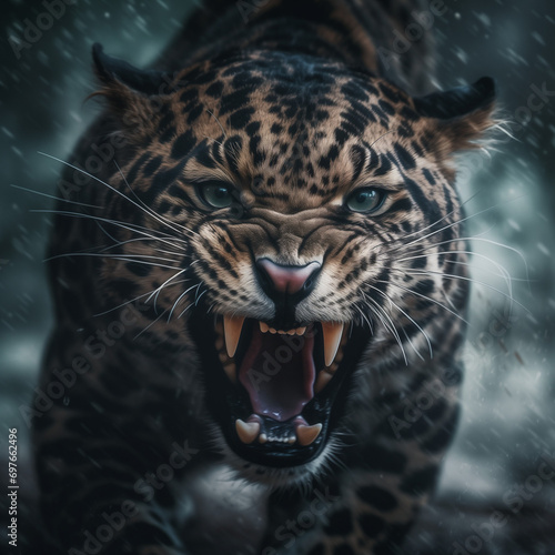 Angry leopard