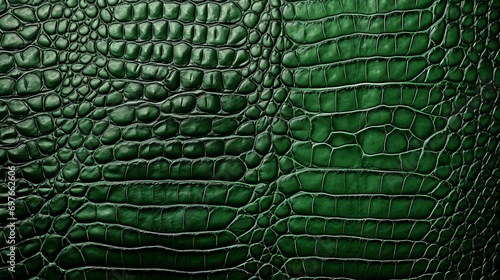 Close up green real alive crocodile skin texture, top view photo