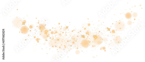 Christmas background. Powder dust light PNG. Magic shining golden dust. Fine, shiny dust bokeh particles fall off lightly. Fantastic shimmer effect. PNG.