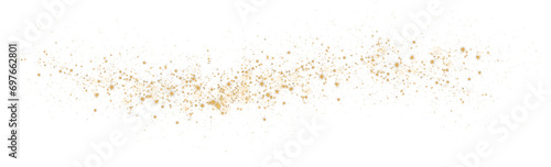 Christmas background. Powder dust light PNG. Magic shining golden dust. Fine, shiny dust bokeh particles fall off lightly. Fantastic shimmer effect. PNG.