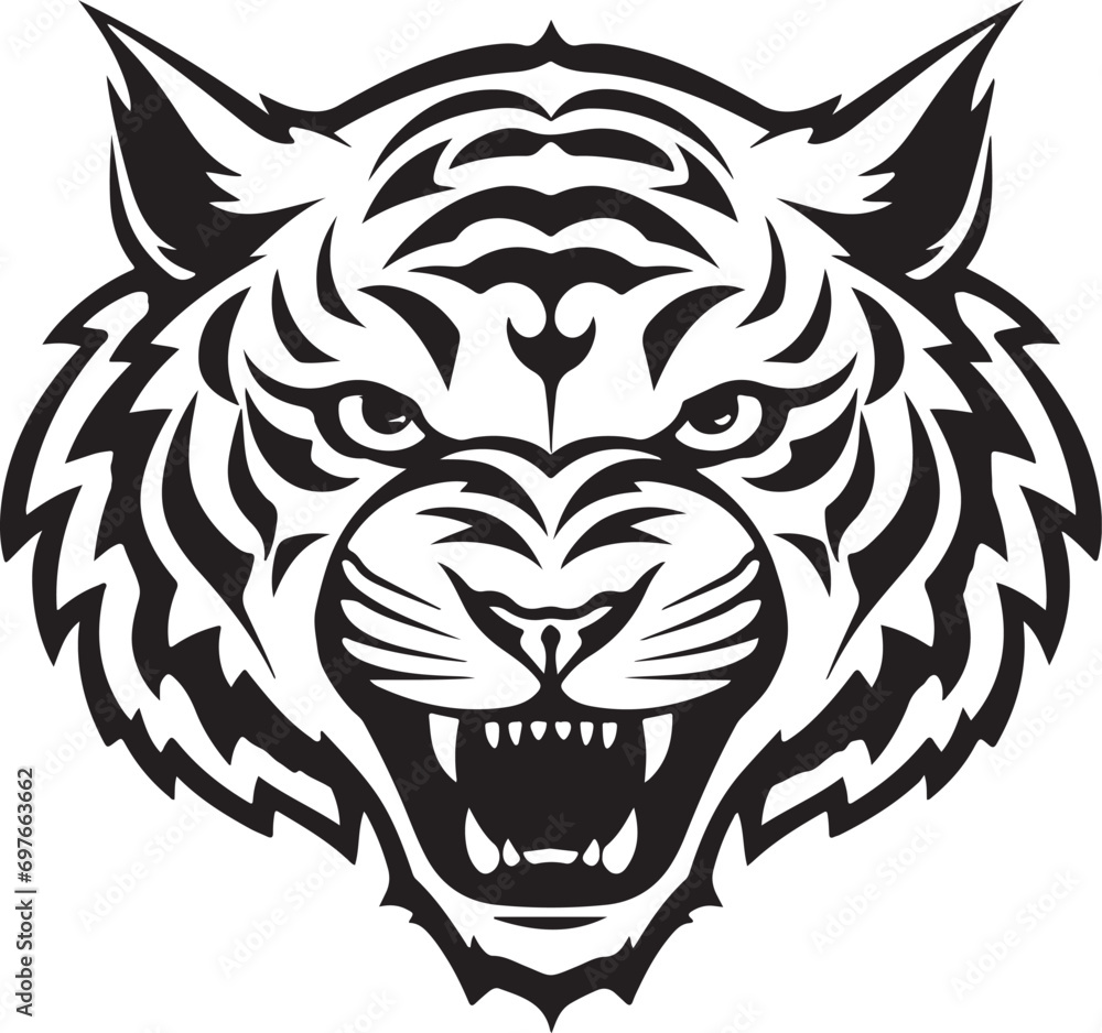 Obraz premium Geometric style Tiger face silhouette vector illustration
