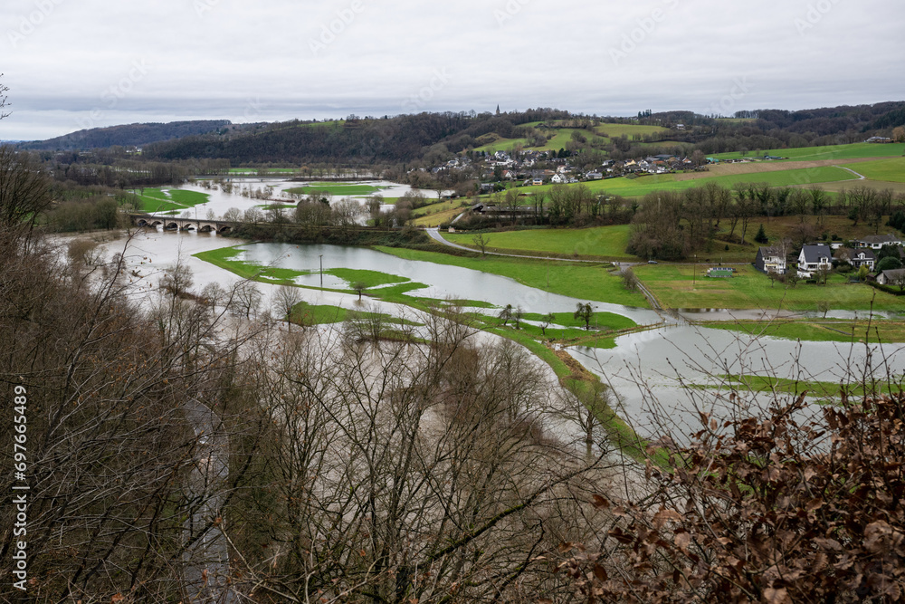 Überschwemmungsgebiete der Sieg zwischen Hennef und Eitorf in Nordrhein-Westfalen