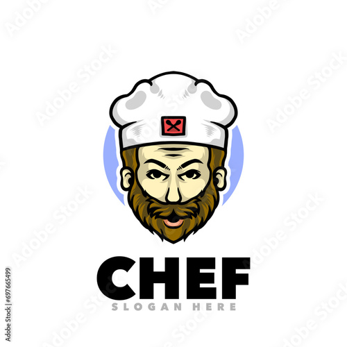Cute chef mustache mascot logo