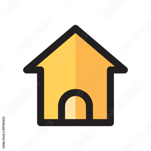 Home icon flat, with yellow color filled line style