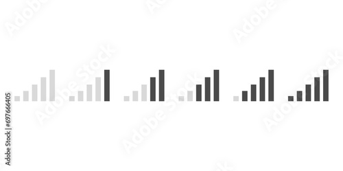 Connection icon set. Mobile phone bar icons. Signal strength Icon. Signal strength indicator. Wireless symbol. Connection levels