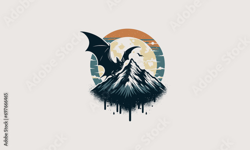 big bat on mountain vector illustration flat design