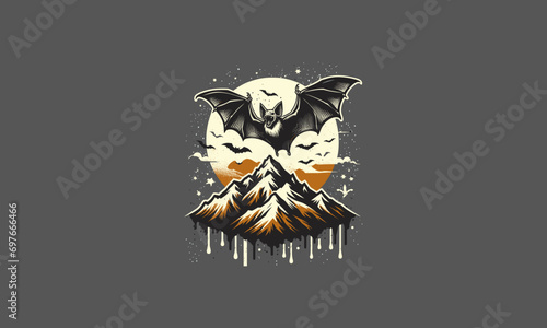 big bat on mountain vector illustration flat design