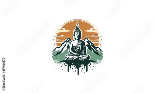 buddha on mountain vector illustration flat design