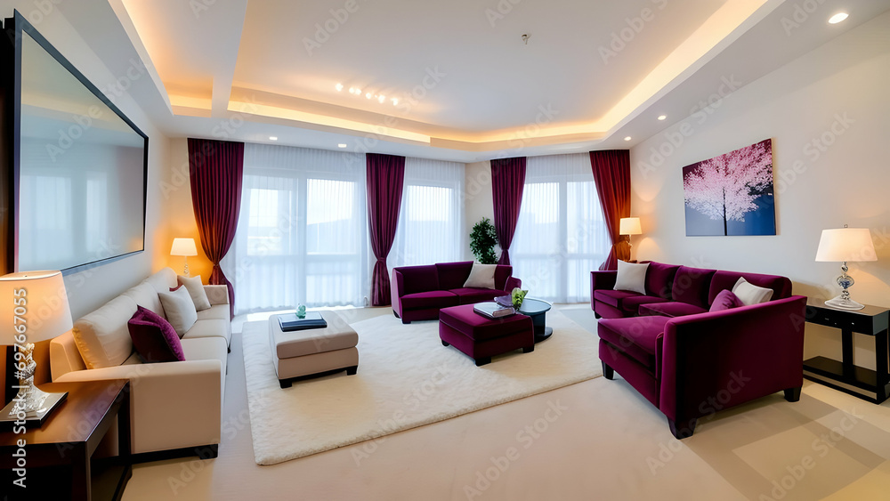 Fototapeta premium modern living rooms with curtains