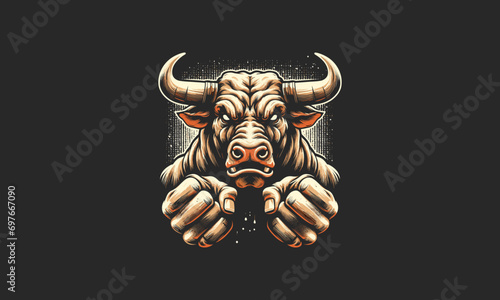 head buffalo angry vector illustration mascot design