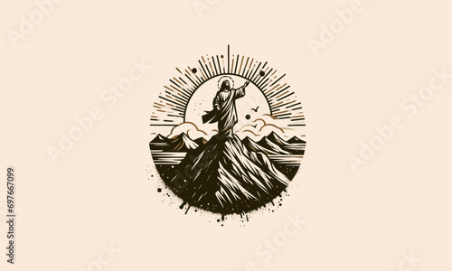jesus on mountain vector illustration flat design