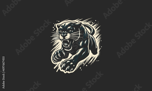 panther jump angry vector illustration mascot design photo