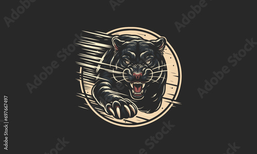 panther jump angry vector illustration mascot design photo