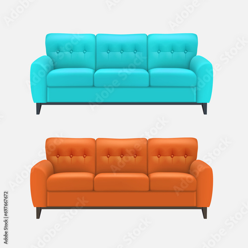 red sofa isolated on white