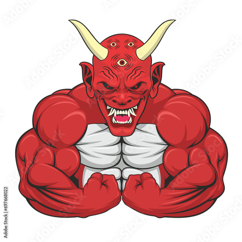 devil mascot vector art illustration strong devil design