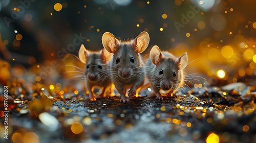 Rat on a blurred background. the group of rat running on blured background, the year of rat