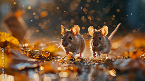 Rat on a blurred background. the group of rat running on blured background, the year of rat photo