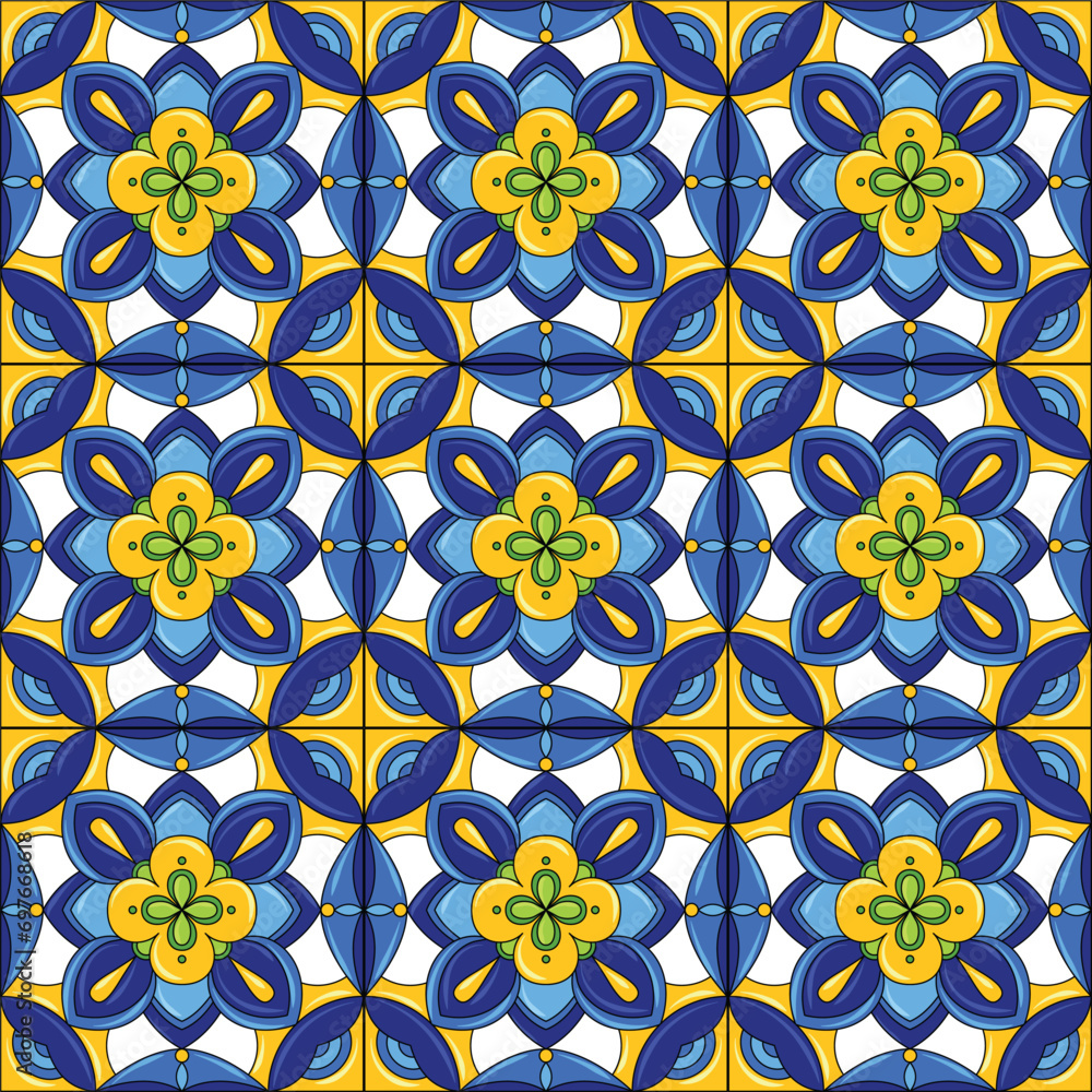 Ceramic tile pattern. Gorgeous seamless pattern. Can be used for wallpaper pattern fills web page background or surface textures