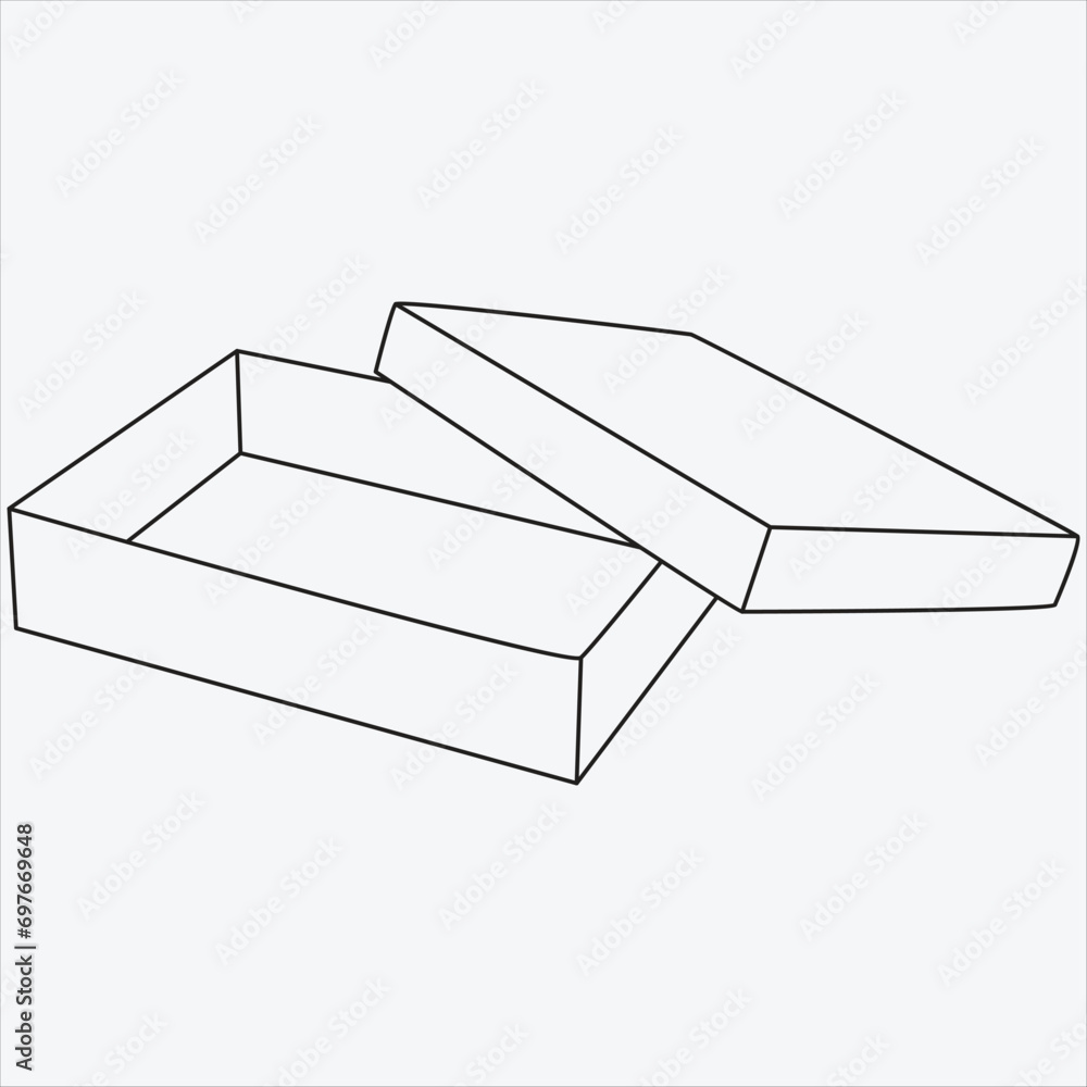 One line hand drawn box outline vector illustration art One line hand drawn box outline vector illustration art
