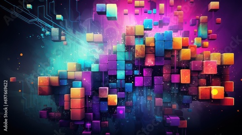 abstract background of Tetris Block Theme