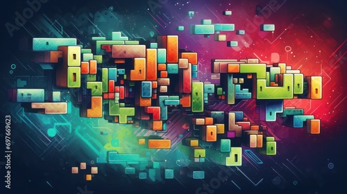 abstract background of Tetris Block Theme