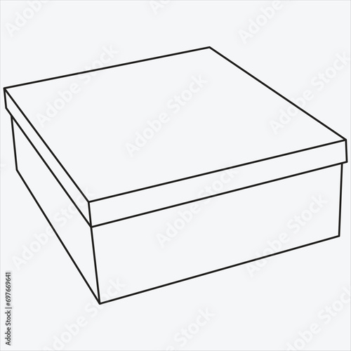 One line hand drawn box outline vector illustration art