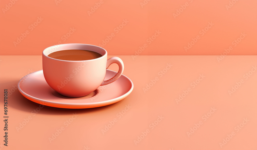 Cup of coffee on a color background with space for copy Cup of coffee on a color background with space for copy