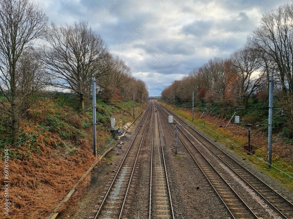 Railway tracks in early winter