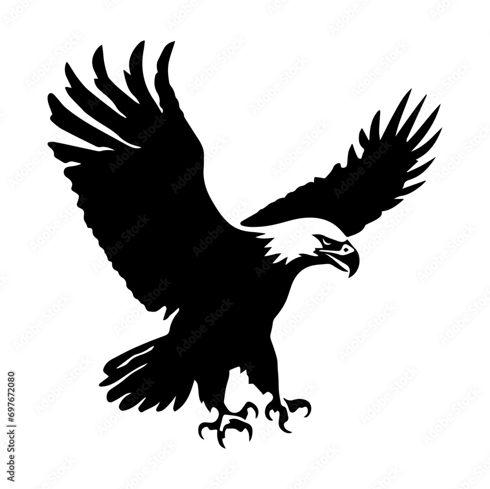 full body eagle vector illustrator, Hawk black icon. Hawk silhouette.