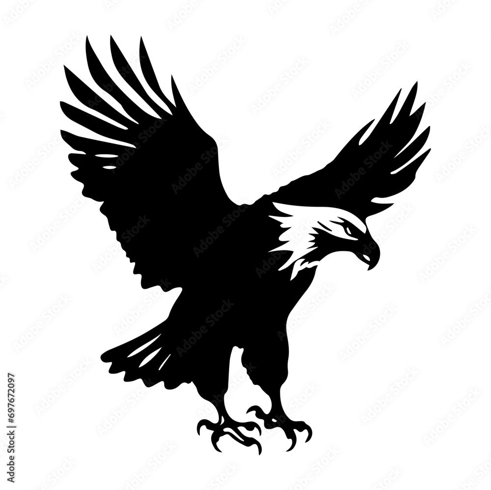 full body eagle vector illustrator, Hawk black icon. Hawk silhouette.