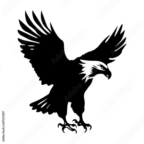 full body eagle vector illustrator, Hawk black icon. Hawk silhouette.