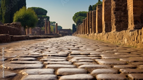 A picture of the street next to the Stage Agora at the Ephesus Ancient City. photo