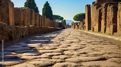 A picture of the street next to the Stage Agora at the Ephesus Ancient City. photo