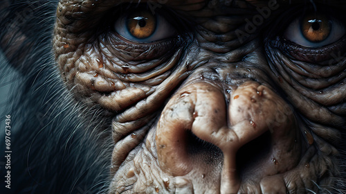 Close-up of a monkey s face Ai Generative 