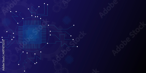 Vectors CPU chip with circuit board for artificial intelligence technology concept background.