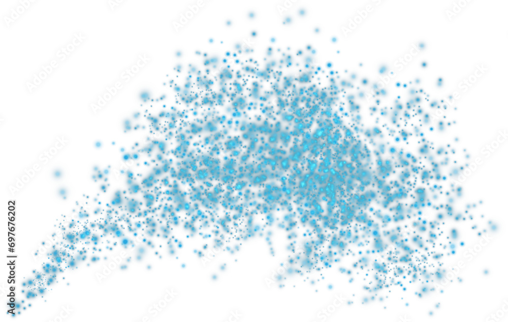 Blue scattering of small particles of sugar crystals, flying salt, top view of baking flour. Blue powder, powdered sugar explosion isolated on transparent background. PNG. Blue scattering of small particles of sugar crystals, flying salt, top view of baking flour. Blue powder, powdered sugar explosion isolated on transparent background. PNG.