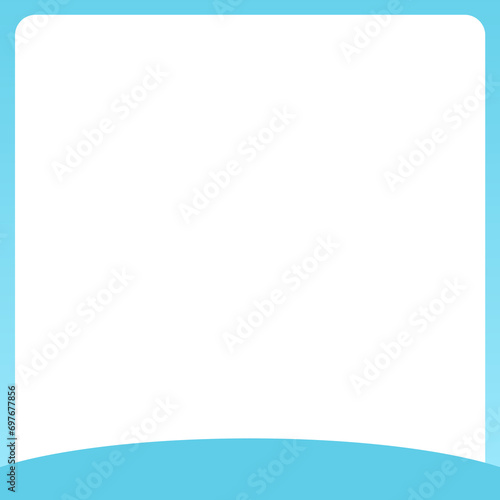 blue square frame and banner bottom bar