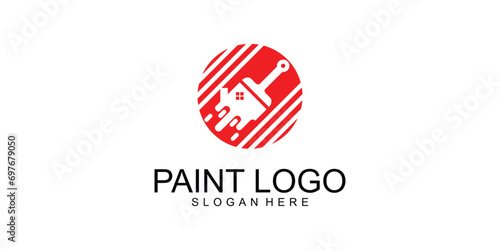Simple painting logo template design with full collor| premium vector photo