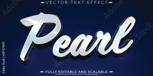 Pearl text effect, editable modern lettering typography font style photo