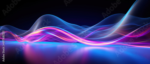 Mesmerizing abstract light waves in blue and purple. © Lidok_L