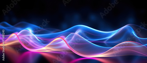 Mesmerizing abstract light waves in blue and purple.